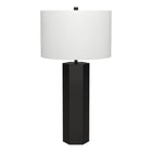 Hudson&Canal - Lampe de table Warren de 69 cm de haut avec abat-jour en tissu, - Bronze noirci/blanc-Design contemporain pour votre salon, votre bureau ou votre chambre