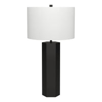 Hudson&Canal - Lampe de table Warren de 69 cm de haut avec abat-jour en tissu, - Bronze noirci/blanc-Design contemporain pour votre salon, votre bureau ou votre chambre