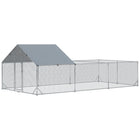 PawHut - Enclos à poules en métal 19,7 pi x 9,8 pi avec couverture imperméable et anti-UV-Le toit ombragé garde les animaux au frais, au sec, confortables et protégés de la pluie et des rayons UV 
