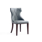 Manhattan Comfort - Lot de 4 chaises de salle à manger traditionnelles Reine 19,7 po en similicuir gris galet-Élégante couture en losange