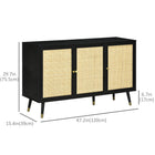 HOMCOM 47.2" L Sideboard Buffet Cabinet - Black-Fits dining room, kitchen, living room, study and more