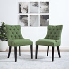 Modway Regent Fabric Dining Side Chair - Green - 2 Pack-Black Rubberwood Legs