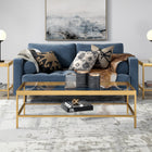 Hudson&Canal - Table basse rectangulaire Alexis , 137 cm de large, laiton-Dimensions du produit : 24" L x 54" l x 17" H