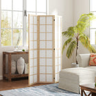HOMCOM 3 Panel Freestanding Room Divider for Bedroom - Natural and White-Pine wood frame and non-woven fabric for a minimalist look 
