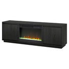 Hudson&Canal - Meuble TV Presque avec foyer en cristal de 26 po pour téléviseurs jusqu'à 75 po - Grain noir-L'insert de cheminée dispose de 4 777 BTU (couverture thermique pour 400 pieds carrés), d'une minuterie de mise en veille et d'une coupure automatique de température pour plus de sécurité