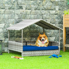 PawHut - Maison pour chien en osier avec coussin amovible lounge bleu foncé-Idéale pour la cour, le jardin, le balcon, la terrasse ou l'intérieur, un excellent ajout à votre ensemble de meubles en rotin 