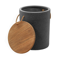 Zuo Beban Side Table - Natural/Black-Painted Acacia Wood round shape tabletop