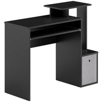 HOMCOM 39.25" Computer Desk with Sliding Keyboard Tray - Black-Particle board structure with smooth and protective melamine coating