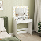 HOMCOM Makeup Vanity Desk with Lighted Mirror and Charging Station - 31.5" L x 15.7" W x 53.1" H - White-A power outlet and two USB ports charge your devices 