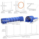 PawHut Dog Agility Training Equipment 7-Piece Set ith Tunnels and Adjustable Hurdles-Poles can be configured differently for different training routines 
