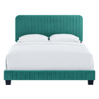 Modway Celine Channel Tufted Performance Velvet Twin Platform Bed - Teal-Reinforced Center Beam With Support Legs