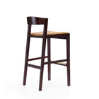 Manhattan Comfort - Klismos tabouret de bar moderne du milieu du siècle de 20" en similicuir camel et noyer foncé, lot de 3-Hauteur du siège : 30,5 po