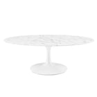 Modway Lippa 48" Oval Faux Marble Coffee Table - White-Assembly Required