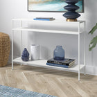 Hudson&Canal - Console Ricardo 42" avec étagères en métal - Blanc mat-Une finition artisanale est appliquée sur le cadre en acier