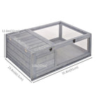 PawHut - Maison en bois pour tortue, habitat intérieur/extérieur pour tortue, gris-Les deux zones sont séparées et répondent à des besoins différents 