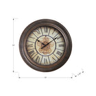 Monarch Specialties - Horloge - 16 po Rond - Horloge Murale - Brun Antique - Transitionnel-Mécanisme anti-blocage pour les zones calmes, convient uniquement pour une utilisation à l'intérieur