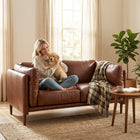HOMCOM - Canapé d’amour 59 po en cuir PU avec assise large - brun-Les accoudoirs avec coussins rembourrés doux créent un coin cosy pour une relaxation optimale   