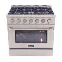 Kucht 36" KDF Series Pro Style Propane Gas Dual Fuel Range - Stainless Steel-Cook and bake like a pro with the extra-large convection oven with 5.2 cu. ft. of capacity, 5-rack configuration and extra-large oven window