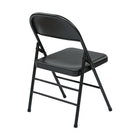 Work Smart Folding Chair with Metal Seat and Back - Black - Set of 4-Sold in 4-pack