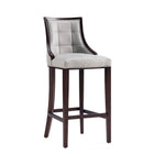 Manhattan Comfort - Tabouret de bar Fifth Avenue 19" traditionnel rembourré en similicuir - gris clair - lot de 2-Coutures rectangulaires raffinées