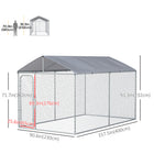 PawHut Outdoor Heavy Duty Dog Kennel Playpen - 13.1' x 7.5' x 7.5' - Silver-Canopy top offers protection from the rain and sun 
