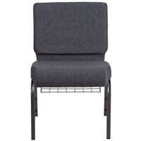 Flash Furniture HERCULES Series 21"W Church Chair with Book Rack & Silver Vein Frame - Dark Grey Fabric-Set of 4 Multipurpose Church Chairs