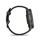 Garmin - Venu 4 – 45 mm, Ardoise avec bracelet en silicone noir-Conception (nouveau): Montre intelligente avec un affichage lumineux et coloré, design en acier inoxydable et lampe de poche intégrée