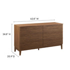 Modway Render 63" 6-Drawer Dresser - Walnut-Slatted Design