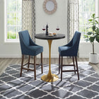 Modway Drive Wood Bar Table - Black Gold-Pine Wood Top with Iron Rim