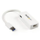 Startech USB 3.0 to Gigabit Ethernet Adapter NIC with USB-Port, White-Full gigabit bandwidth support through a USB 3.0 host connection