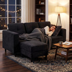 HOMCOM - Canapé sectionnel en forme de L 76 po avec méridienne interchangeable - noir-Design compact et assise spacieuse pour les petits espaces 