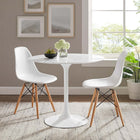 Modway Lippa 36" Round Faux Marble Dining Table - White-Chip-Resistant Metal Pedestal Base