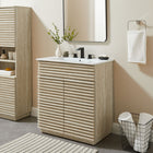 Modway Render 30" Bathroom Vanity With Sink - White-Faux Travertine Laminate