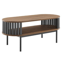 Modway Fortitude Wood Coffee Table - Walnut Black-Oval Shape