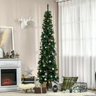HOMCOM 7.5' Artificial Slim Christmas Tree with Pine Cones - Green-Adding pine cones further accentuates the tree's natural and healthy look 