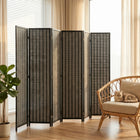 HOMCOM 6 Panel Bamboo Hand-Woven Freestanding Room Divider for Home Office - Black-Woven design bamboo panel with rose gold and silver thread for a natural tone and chic style
