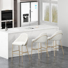 Manhattan Comfort - Gracie tabouret de bar moderne 22" en similicuir blanc et or, lot de 3-Le cadre et les pieds sont dotés d’un choix d’acier noir entièrement soudé ou d’acier inoxydable doré
