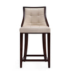 Manhattan Comfort - Tabouret de comptoir Fifth Avenue 19" traditionnel rembourré en similicuir - crème et noyer foncé - lot de 2-Comprend une base de repose-pieds