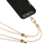 Evry - Sangle téléphone bandoulière en corde - Taupe/Or-Compatible avec tous les smartphones