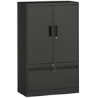 HOMCOM - Armoire de rangement en métal avec serrures - noir-Personnalisez votre rangement avec une étagère réglable sur 25 niveaux pour différentes hauteurs d’objets 