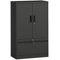 HOMCOM - Armoire de rangement en métal avec serrures - noir-Personnalisez votre rangement avec une étagère réglable sur 25 niveaux pour différentes hauteurs d’objets 