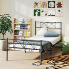 HOMCOM - Cadre de lit plateforme en métal taille twin avec tête de lit - noir-Convient aux matelas jumeaux standard 39 po l x 74,8 po L (99 x 190 cm), y compris en mousse à mémoire de forme, latex, hybride et à ressorts 