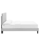 Modway - Current Performance Velvet Lit de plateforme King, Gris clair-Système de soutien en lattes de bois
