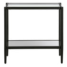 Hudson&Canal - Table d'appoint rectangulaire Hera 61 cm de largeur avec étagère en verre - Bronze noirci-Le plateau de la table est en verre trempé transparent, l'étagère inférieure est en verre miroir