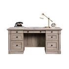 Sauder 65"W Palladia Executive Desk - Split Oak-  Two pencil drawers and two storage drawers feature metal runners with safety stops to keep you and your family safe
