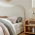 Modway Seluna Boucle Queen Platform Bed - Pearl-Wood Slat Support System