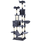 PawHut 81" Large Cat Tree with Scratching Posts, Condos and Beds - Dark Grey-Large, tall cat tree accommodates 1-3 cats comfortably 