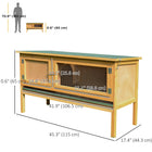 PawHut 45" W Wooden Rabbit Hutch with Slide-Out Tray and Openable Roof - Natural-Droppings tray collects waste and pulls out for easy cleaning 