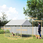 PawHut Outdoor Dog Kennel with Waterproof Roof - 9.2' x 7.5' x 7.2'-The tilt angle on top ensures efficient water runoff
