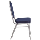 Flash Furniture HERCULES Series Crown Back Stacking Banquet Chair in Navy Fabric - Silver Frame-Stacks up to 15 Chairs High